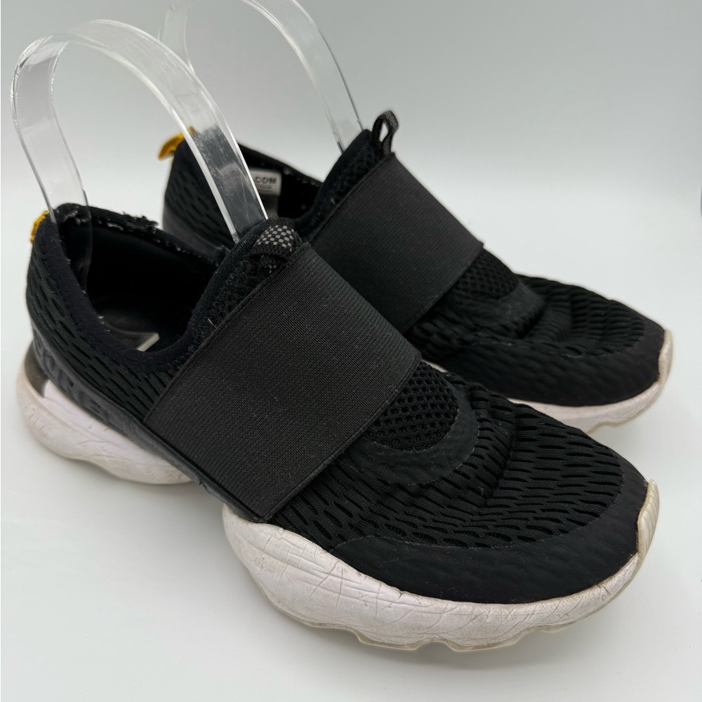 Sorel Kinetic Impact Womens Size 6.5 Black White Strap Slip-On Shoes